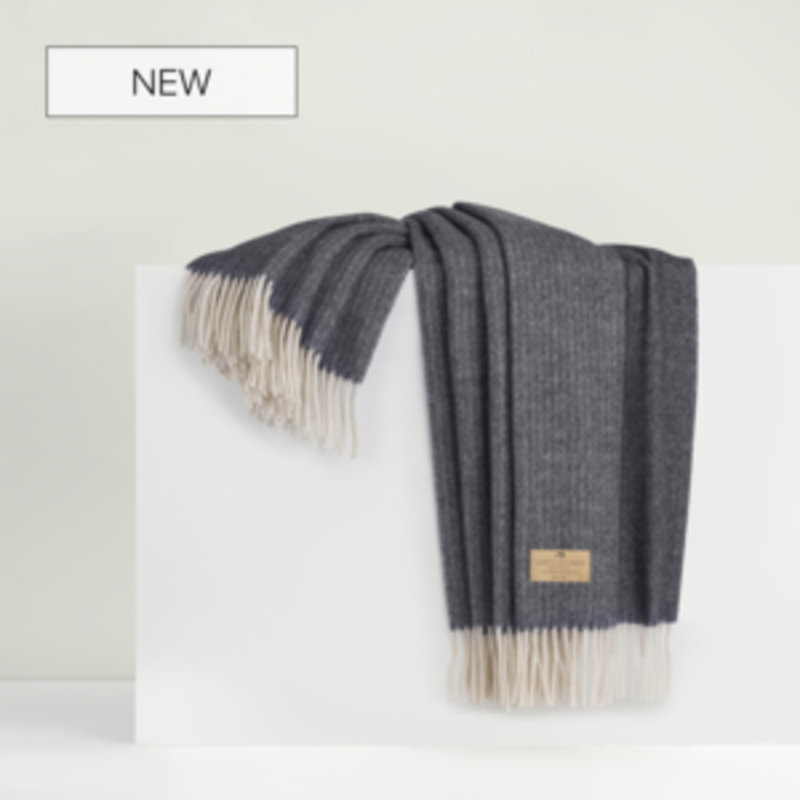 Pinstripe Cashmere/Lambswool Throw, Navy