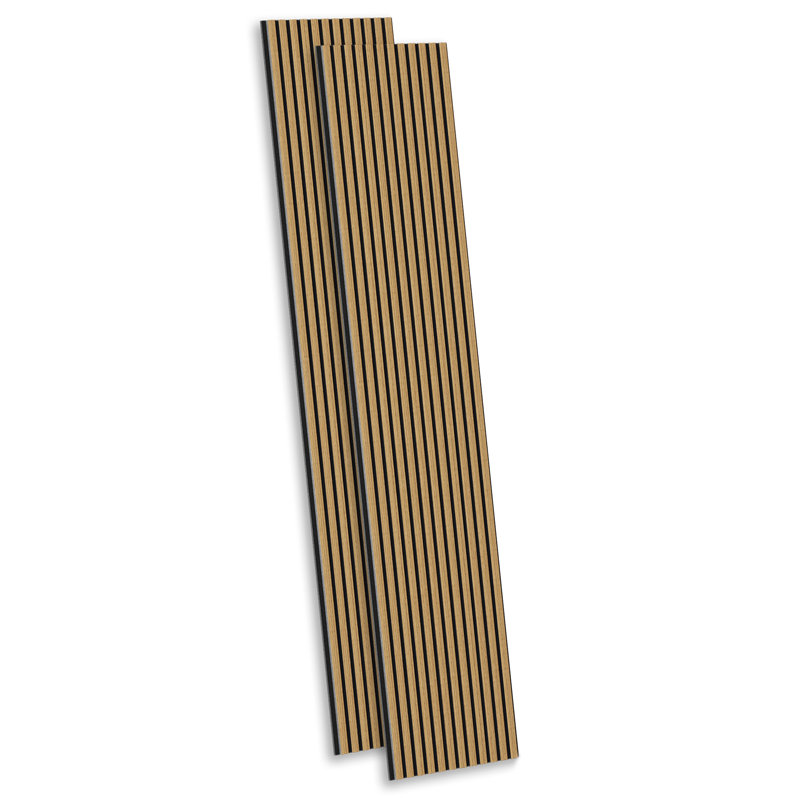  2 PCS x 106"L x 20.5"W Acoustic Slat Wall Panels, Eco-Wood Look for Home/Office Wall & Ceiling, American Oak