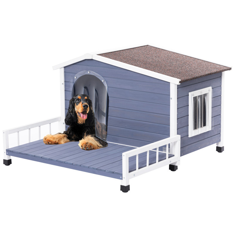 Niche pour chien d'extérieur en bois avec charnières, pieds surélevés, toit en asphalte ouvrable et plancher amovible