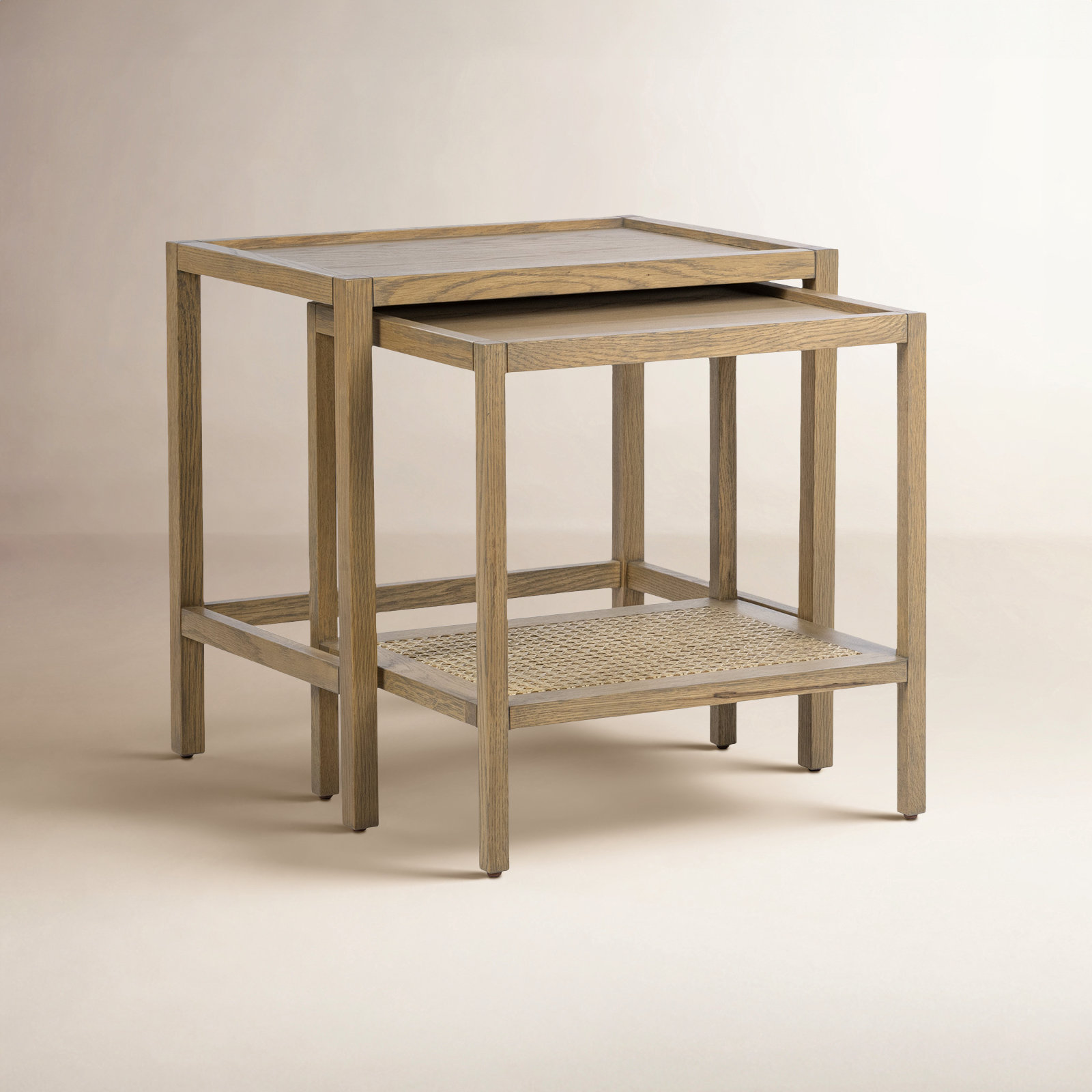 Devin 22" Oak Nesting End Tables, Latte Brown