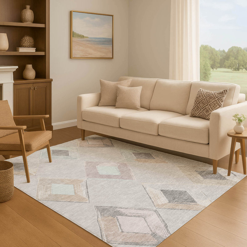Premium Machine Washable Ansley Geometric Rug, Rectangle 10' x 14'