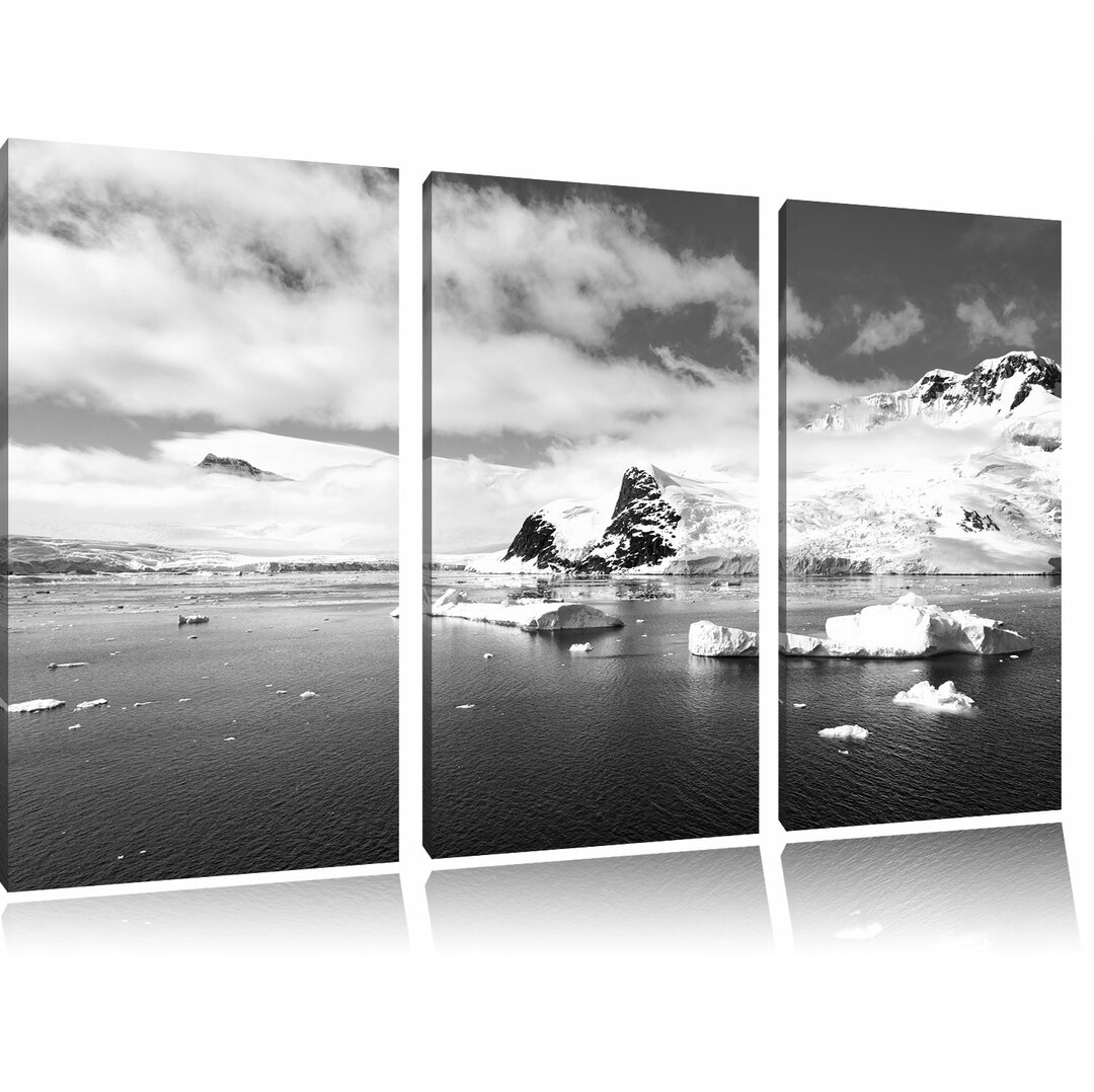 3-tlg. Leinwandbilder-Set „Schöne Winterlandschaft in der Antarktis“, Fotodruck