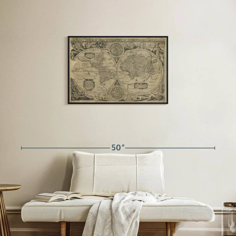 Carte rétro de l'hémisphère Aliaz, H 21 po x l 31 po