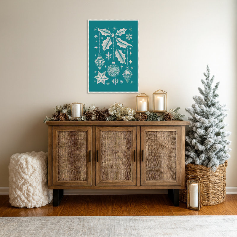 «Bells and Baubles: Holiday Ornament» par Casa Cartissi, reproduction d'art sur toile encadrée