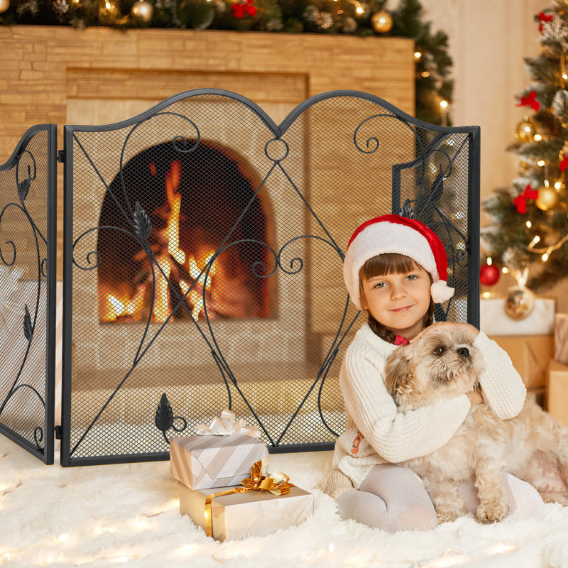 Almore 3 Panel Metal Fireplace Screen