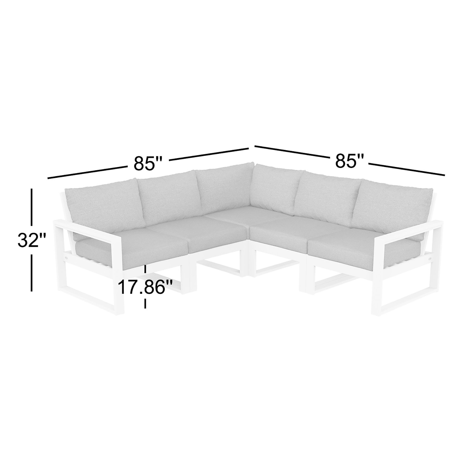 EDGE 5 - Person Seating Group with Cushions, Natural Linen, Teak