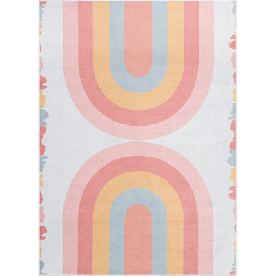 Asusena Crescent Rainbow Modern Multi Color Flat-Weave Kids Rug