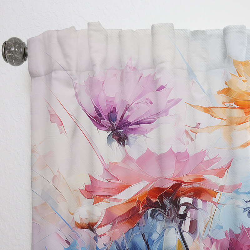 Cornflowers Representation Multicolored Acrylic II - Cornflowers Velvet Curtain - 1 Panel, 52" W x 63" L