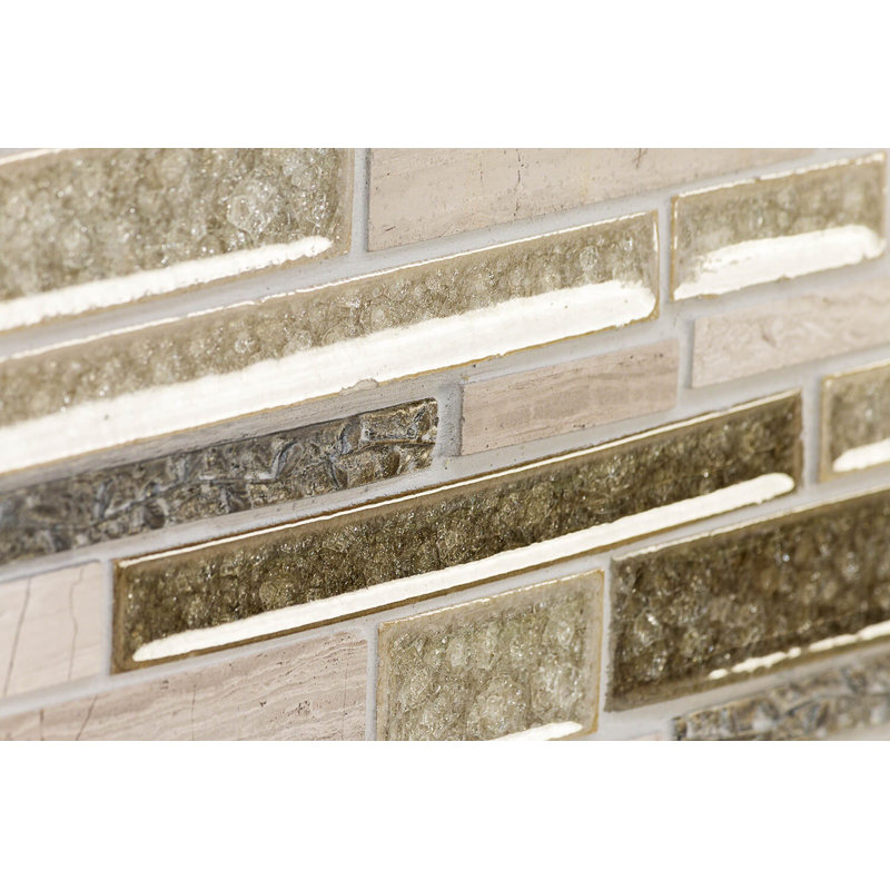 Olive Engineered Stone Linear Mosaic Tile, Beige