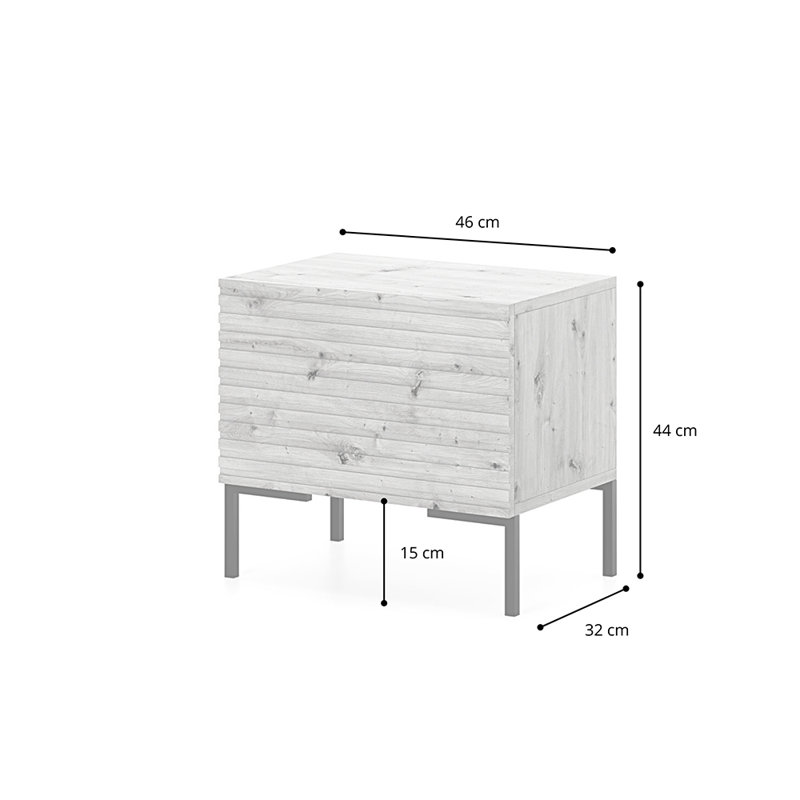 Alantis 46cm W Manufactured Wood Bedside Table, Black