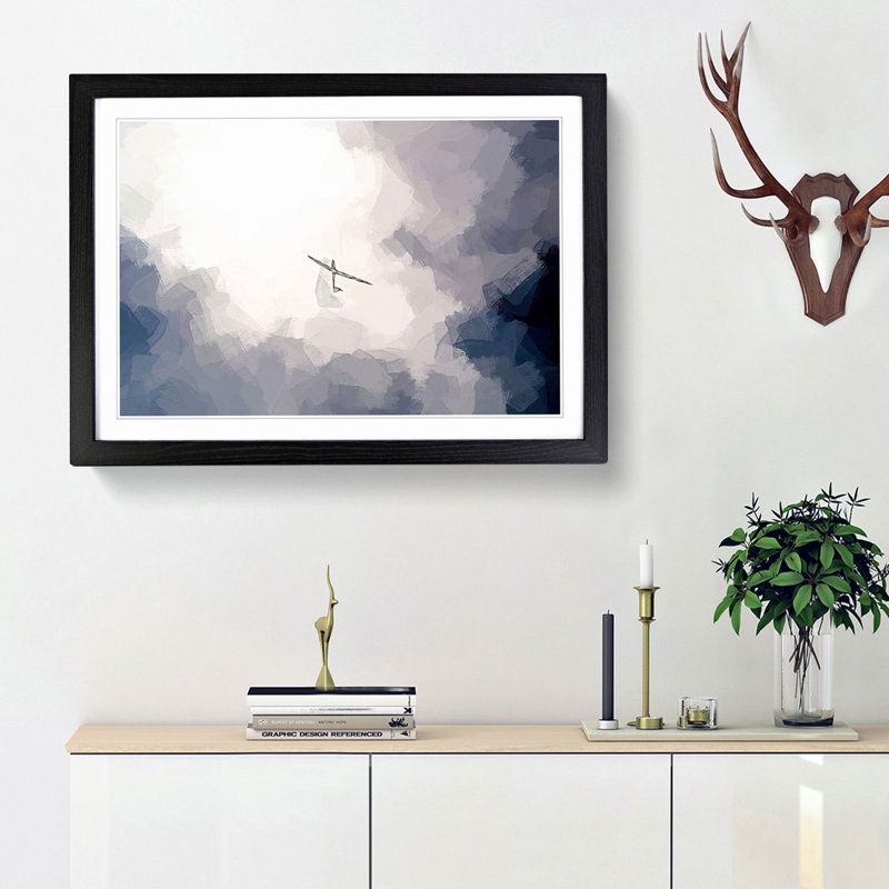 Air Glider in the Clouds in Abstract - Picture Frame Graphic Art Print, 36cm H x 48cm W x 2cm D, Black Framed