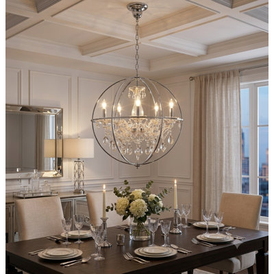 5-Light Chrome Chandelier With Clear Crystals