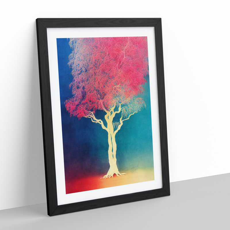 Wonderful Painted Tree No.5 - Single Picture Frame Print, Black Framed, 64cm H x 46cm W x 2cm D