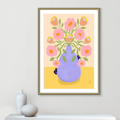 «Summer Retro Flowers in a Vase Illustration Print» par Nell