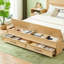 Lit avec tête de lit géométrique 3D et banc de rangement - rangement à 4 tiroirs-2134578364-2134578363
