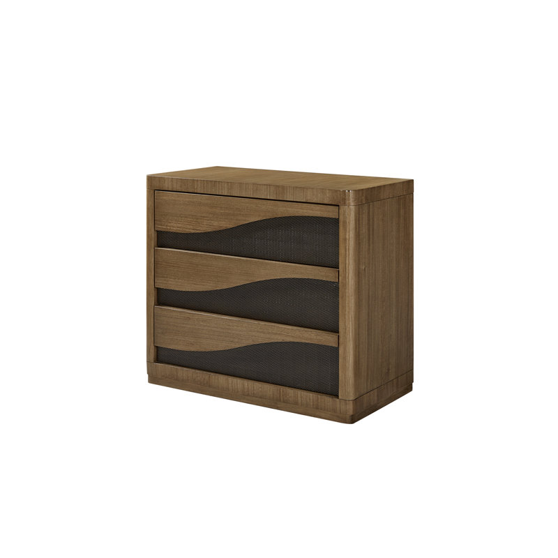 Commode Carstens Bachelor's - commode à 3 tiroirs en placage d'eucalyptus avec tiroirs à fermeture en douceur