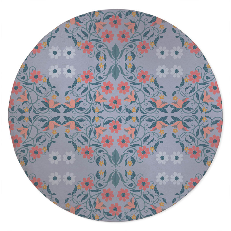 Millie Soft Step Outdoor Area Rug, Round 5', Periwinkle