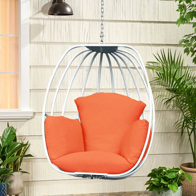 Balancelle orange avec quincaillerie en acier inoxydable, protection PE, structure en aluminium rouille, idéale pour la cour, le jardin, la conception moderne, 47,65 po de profondeur, 26,28 de largeur, 32,61 de hauteur, 64,06 lb de poids