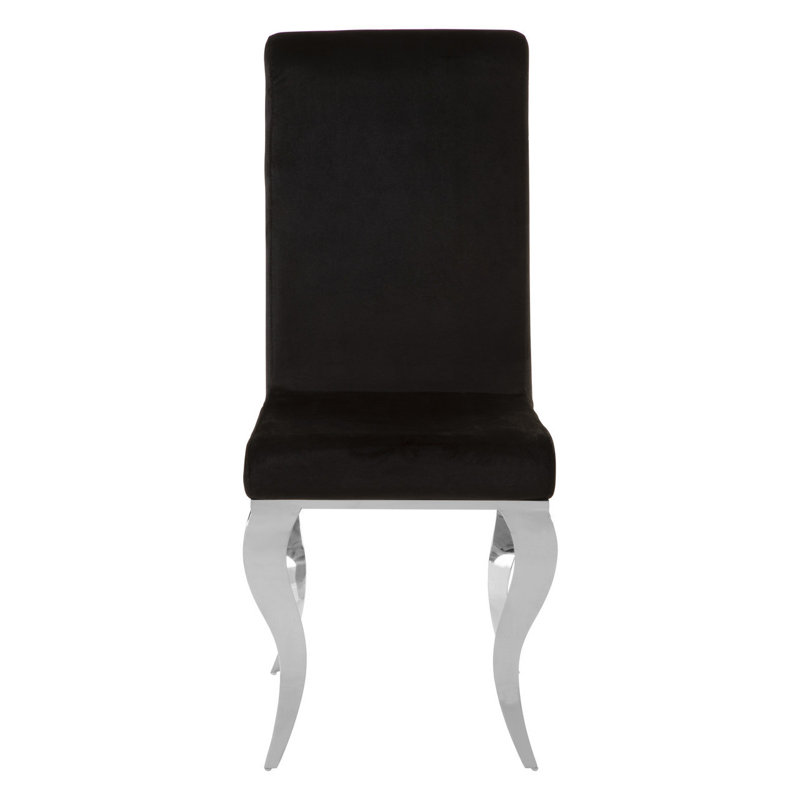 Oxford 48cm H Velvet Upholstered Side Chair in Black, Silver