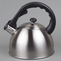 Creative Home Symphony Green Over Stainless Steel Body Whistling Tea Kettle  with Capsulated Bottom, 2.6-Quart