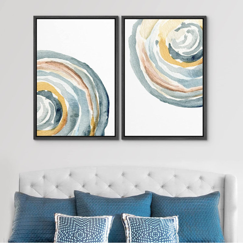 «Geometric Pastel Watercolor Ring Abstract Shapes Abstract Art», impression sur toile, 2 pièces, H 24 po x l 32 po x P 1,5 po