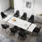 Modern Dining Set  with 110.23'' Extendable Sintered Stone Dining Table and 8 Faux Leather Dining Chairs-303530826-280342739