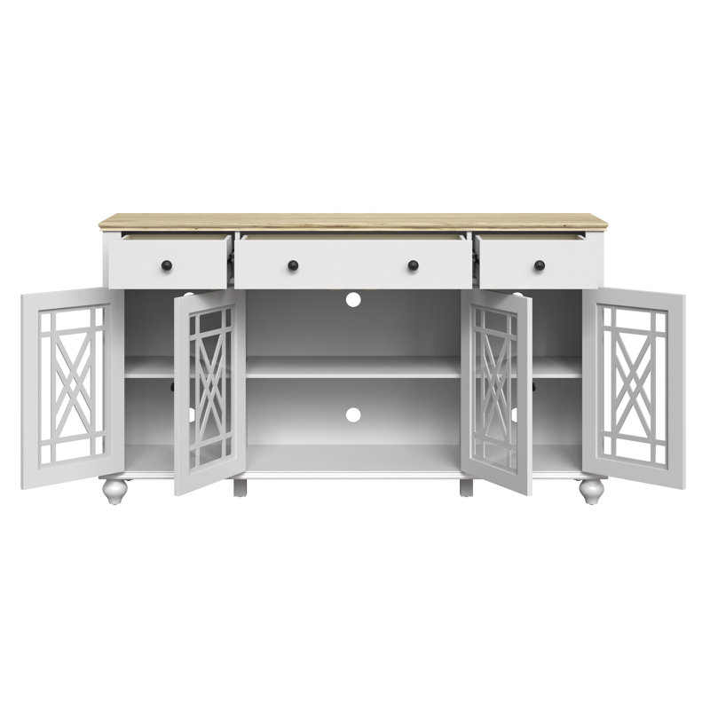 Buffet avec rangement, White/Light Brown