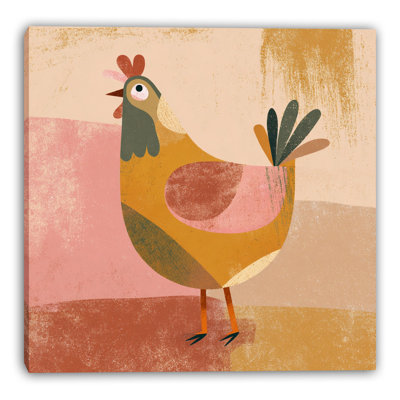 Folk Hen IV Wrapped Canvas Wall Art