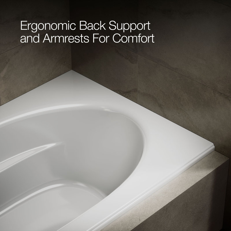 Windward 72" x 42" Drop In Soaking Bathtub, White, Left