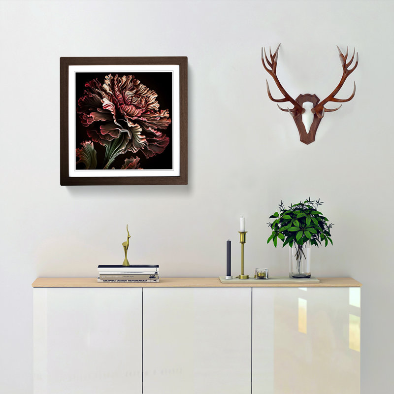 Carnation Flower Abstract Art - Framed Print, Walnut