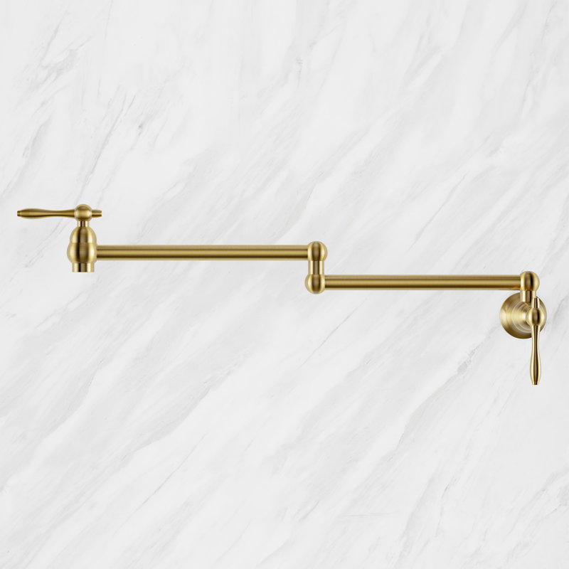 Plaisir Retractable Wall Mount Pot Filler Faucet, Brushed Gold