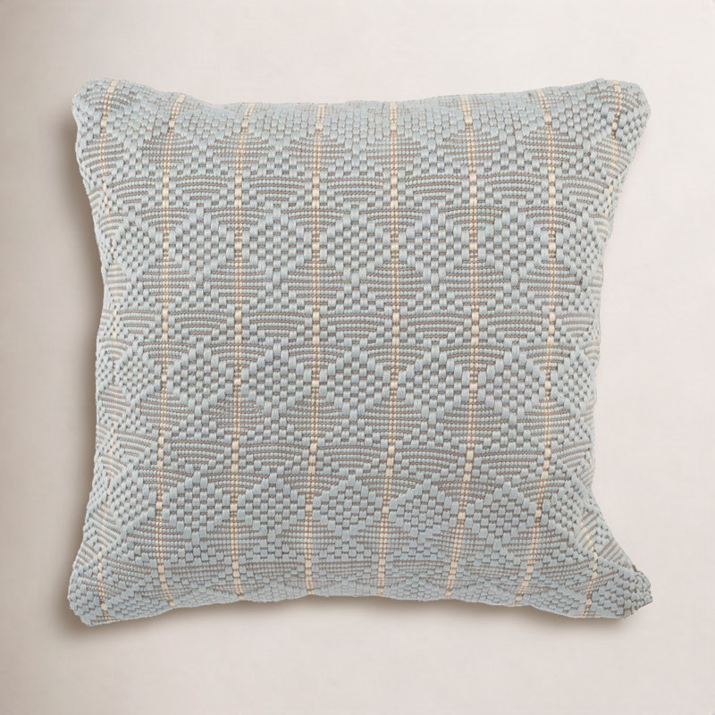 Levon Embroidered Outdoor Throw Pillow, Light Blue/Gray, Polyfill