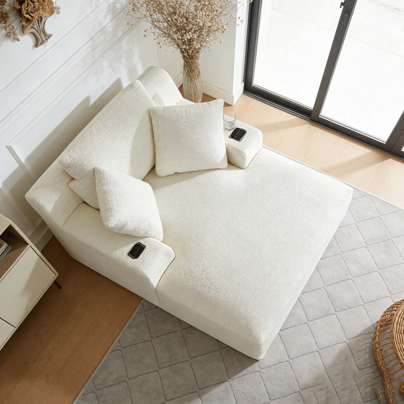 Oversized Chaise Lounge Chair Indoor, Cream