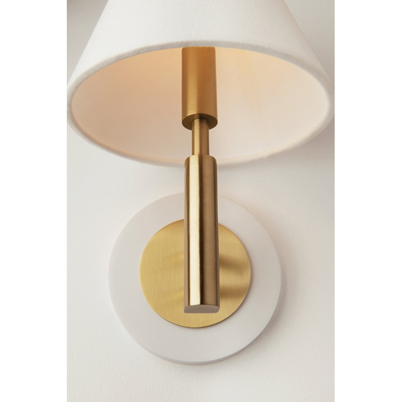 Robbie Steel Candle Wall Light, Aged Brass/White
