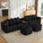 137.5" U Shaped Sofa , USB & Wireless Charge, Coffee Table Board With a Cup Holder, Oversize Movable Modular Sofa,Movable Footstool,No Assembly,6 Seats,Corduroy,Black-767511498