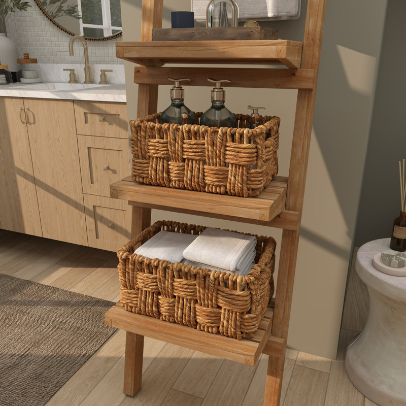 2 Piece Brown Jute Handmade Storage Basket with Handles Set, 16", 13"W