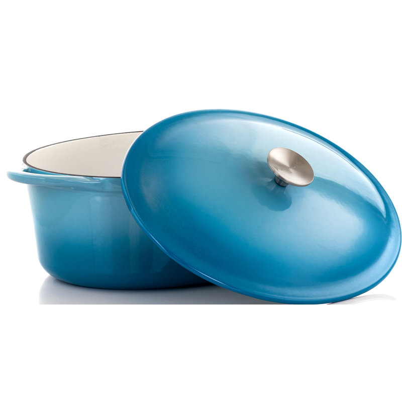 Cocotte ovale en fonte avec couvercle méga chef 7 qt, Bleu