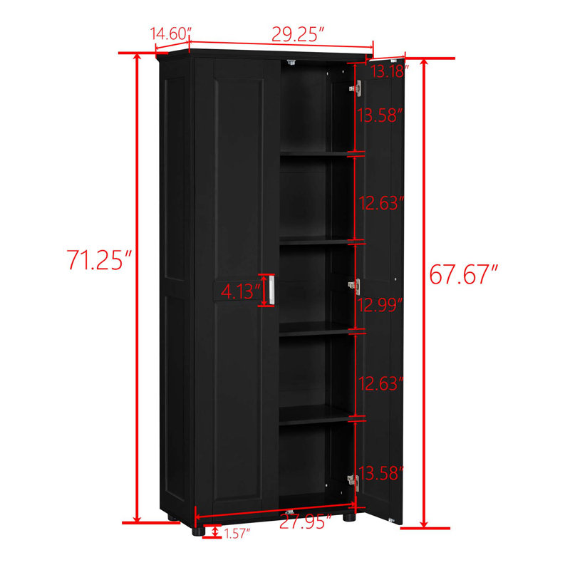 Minimalist storage cabinet with double doors adjustable shelves waterproof coating anti-tip design， Ideal for bathroom laundry room office home organization