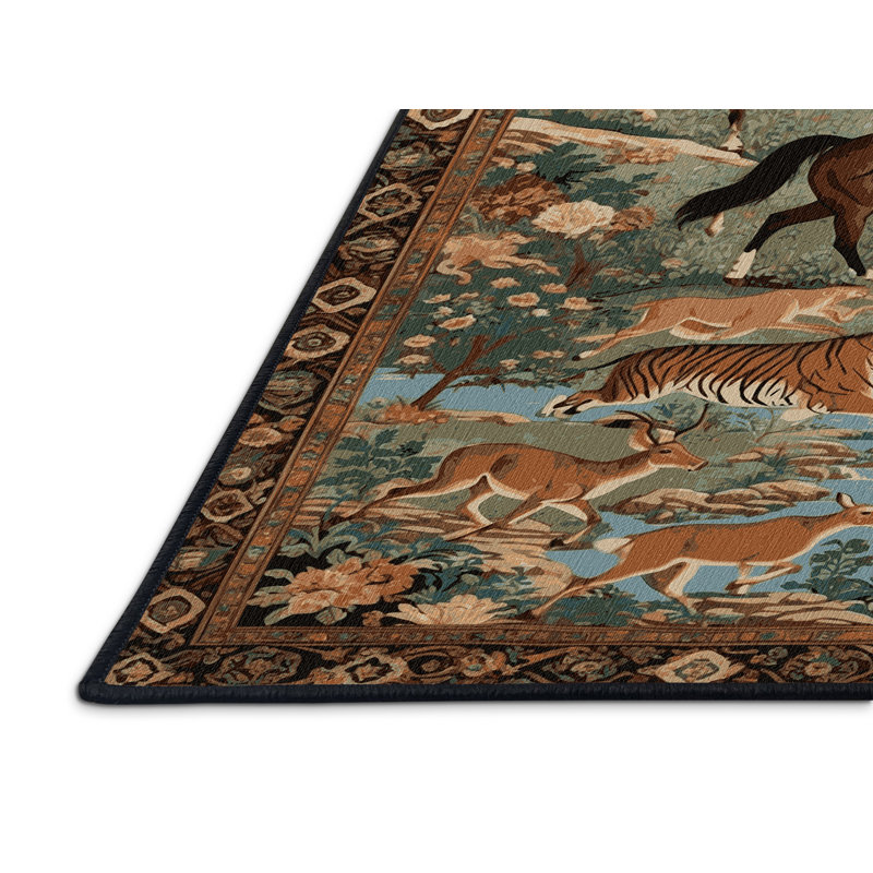 Tapis brun lavable à la machine, Rond 8 pi