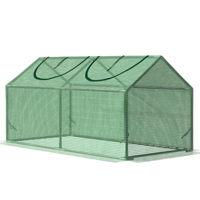 4' X 2' House With Pe Cover And Roll - Up Windows, Indoor Outdoor Gardening Solution, Protects From Harsh Conditions, Keeps Warmth, , Strong Steel Frame, Wind Proof, Assembly Required Small Zippered