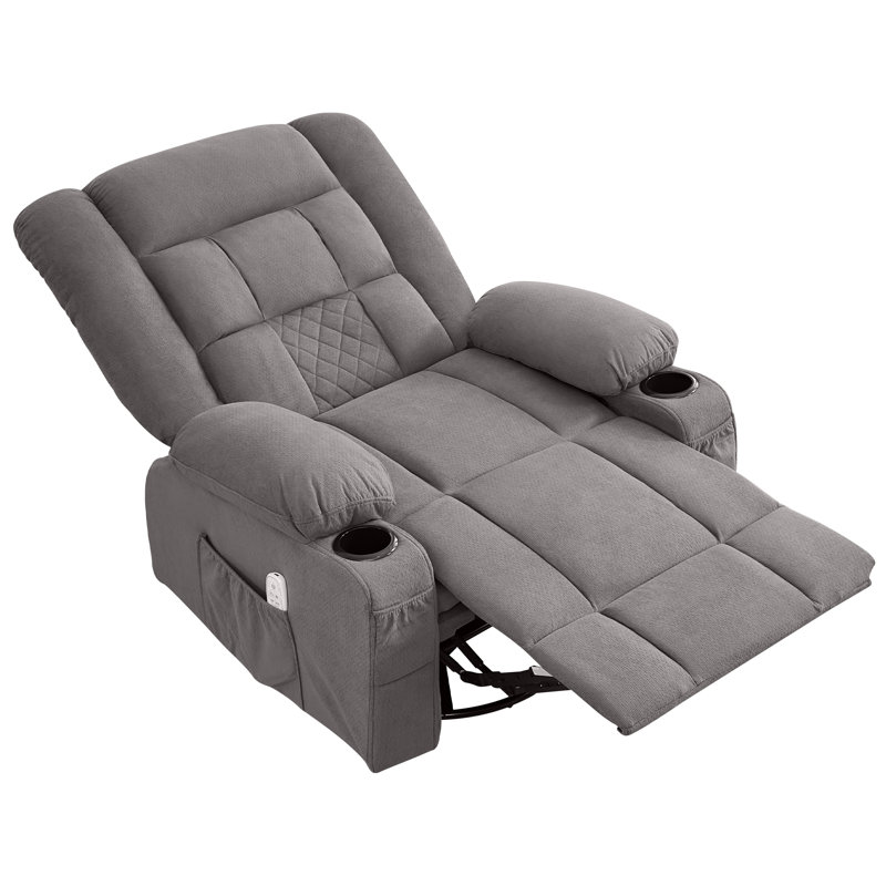 Fauteuil inclinable de massage à bascule de massage avec massage 3D à 4 points et chaleur pour le salon avec fonction berçante et 2 porte-gobelets, port de charge USB