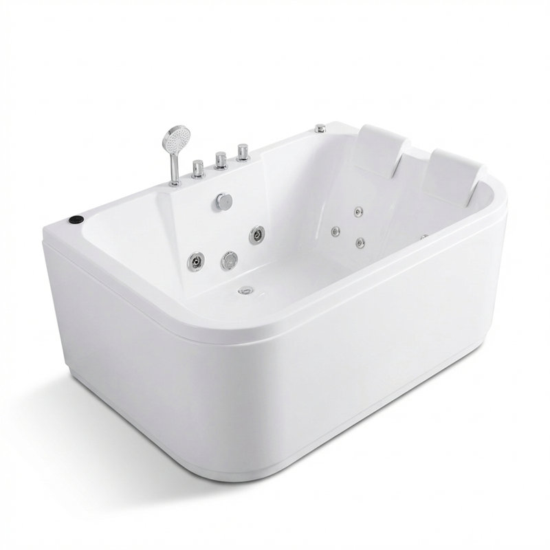 Baignoire de massage tourbillon en acrylique de 61 pouces, 16 jets d'eau avec lumières DEL, chauffage intégré, coussin ergonomique, moteur certifié UL, expérience de spa avec spa