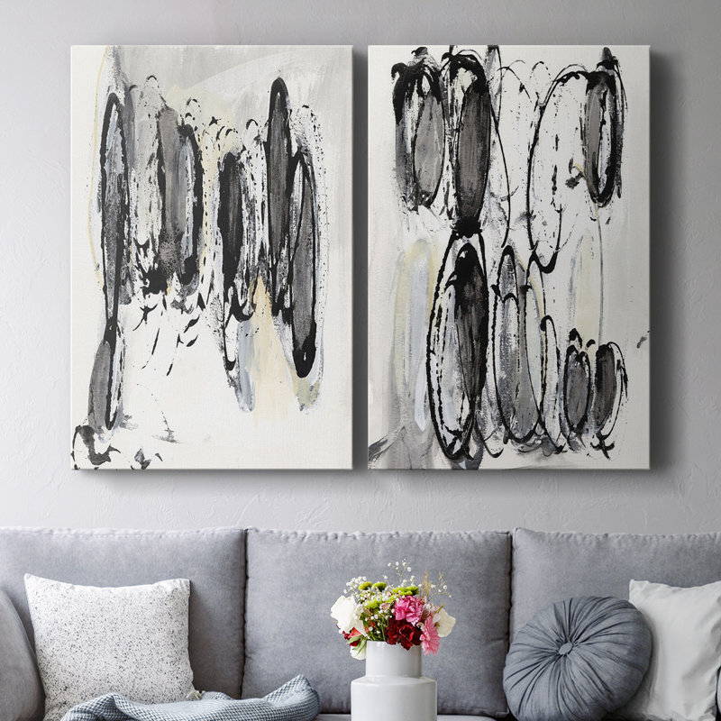 Grey Scribbles I-Premium Gallery Wrapped Canvas -Ready to Hang