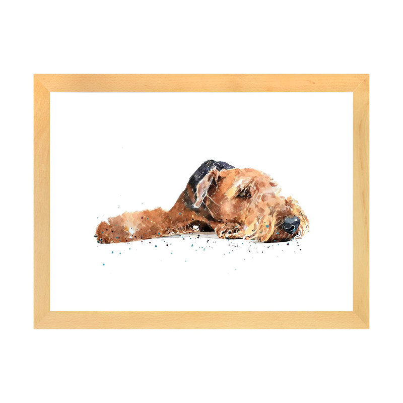 « Airedale » par Edararons, impression, Toile avec cadre en bois beige, Blanc, H 16 po x l 24 po x P 1 po