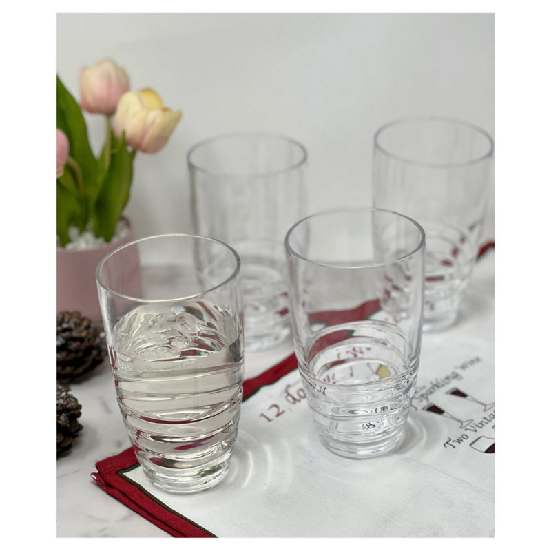 Ensemble de 4 verres en acrylique Swirl, 20 oz, Clair