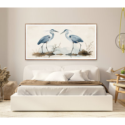 Great Blue Heron Print, Watercolor Painting, Minimalist Coastal Room Decor Extra Large Bird Picture