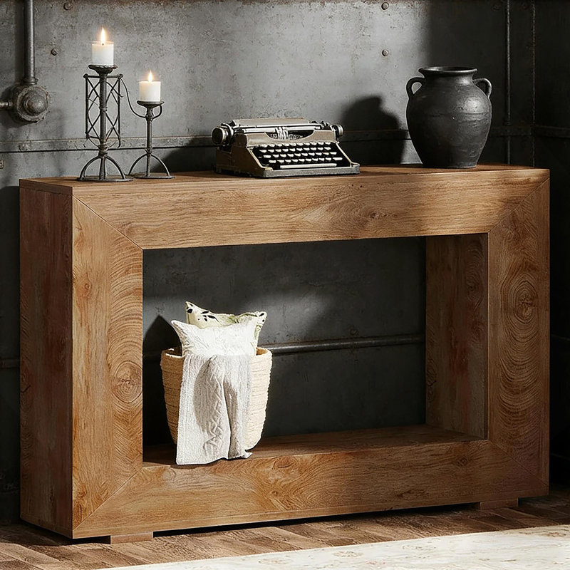 Table de canapé d'entrée moderne avec charme rustique et rangement polyvalent, parfaite pour le vestibule et le salon