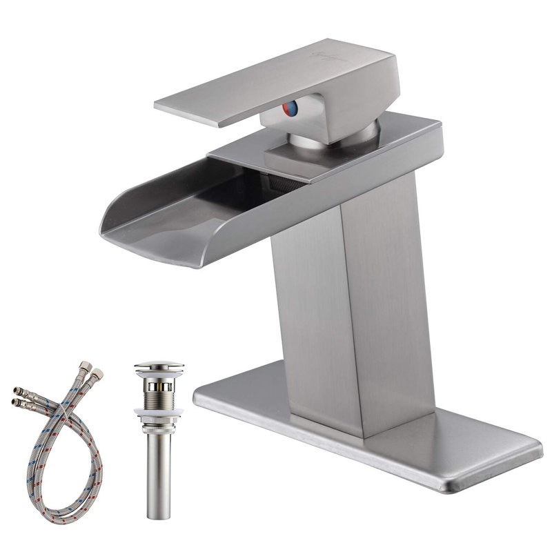 Single-handle Bathroom Faucet with Drain Assembly, Brushed Nickel