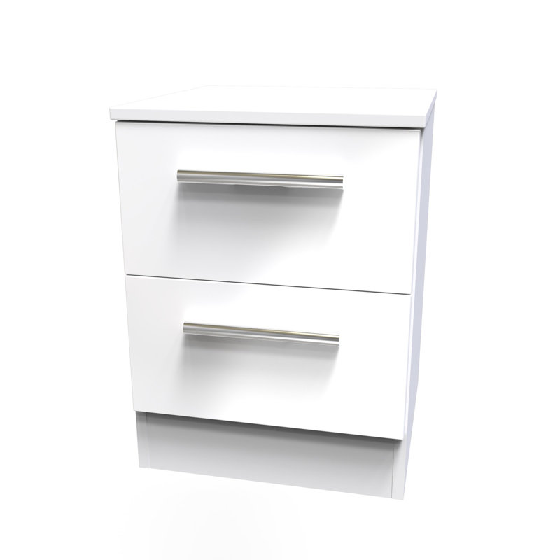Bhaga 37cm W Manufactured Wood Bedside Table, White Matt
