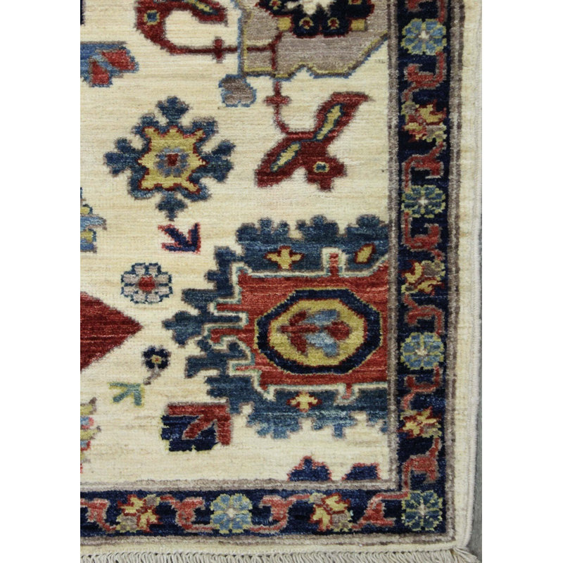 Tapis ivoire / bleu marine / rouge Harshang One-of-a-Kind 2 pi 10 po x 10 pi 2 po